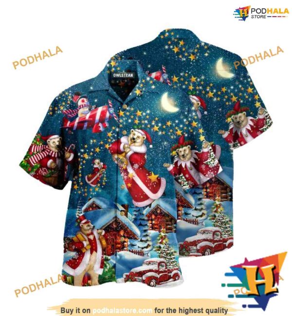 Bear Santa Merry Aloha Shirt, Funny Xmas Gifts