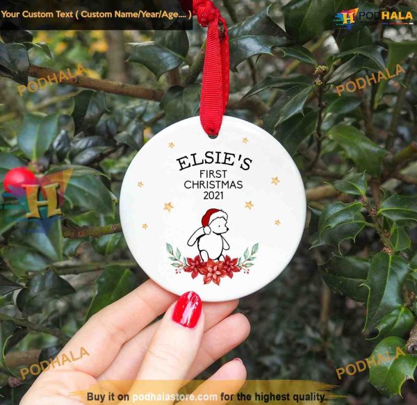 Bear’s First Christmas Bauble, Personalized Baby’s 1st Festive Decor