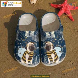 Bee Pattern Pug Love Puppy Lover Crocs, Unique Dog Crocs Design