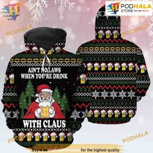 Beer And Santa 3D Hoodie Christmas, Funny Xmas Gifts