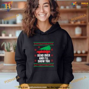 Bend Over and Ill Show You Christmas Couple Matching Family Shirt Hoodie 2