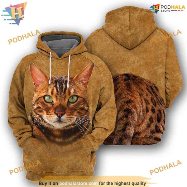 Bengal Cat Full All Over Printed Animal Costume 3D Hoodie Sweatshirt