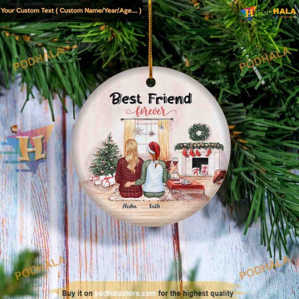 Best Friend Forever Ornament, Personalized Ceramic Christmas Decor