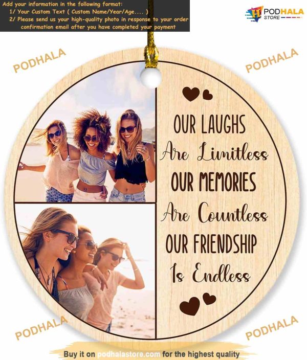 Best Friends Forever 2023 Custom Ornament, Personalized Photo Memory, Friendship Keepsake