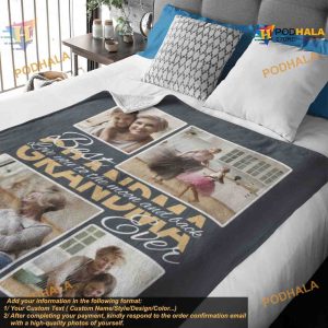 Best Grandma Ever Personalized Photo Blanket Birthday Christmas Gift for Grandfather 2