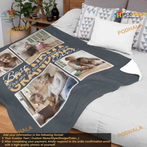 Best Grandma Ever Personalized Photo Blanket Birthday Christmas Gift for Grandfather 3
