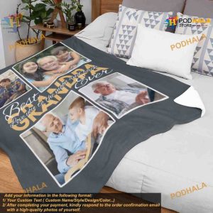 Best Grandpa Ever Personalized Photo Blanket Gift for Grandfather Birthday Christmas Gift 3