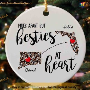 Bestie Bond Personalized Long Distance Relationship Ornament, Friendship Across Miles