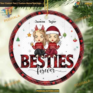 Besties Forever Ceramic Ornament, Personalized Family Christmas Ornaments