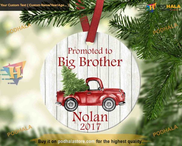Big Brother Personalized Christmas Ornament, Celebratory Family Decor
