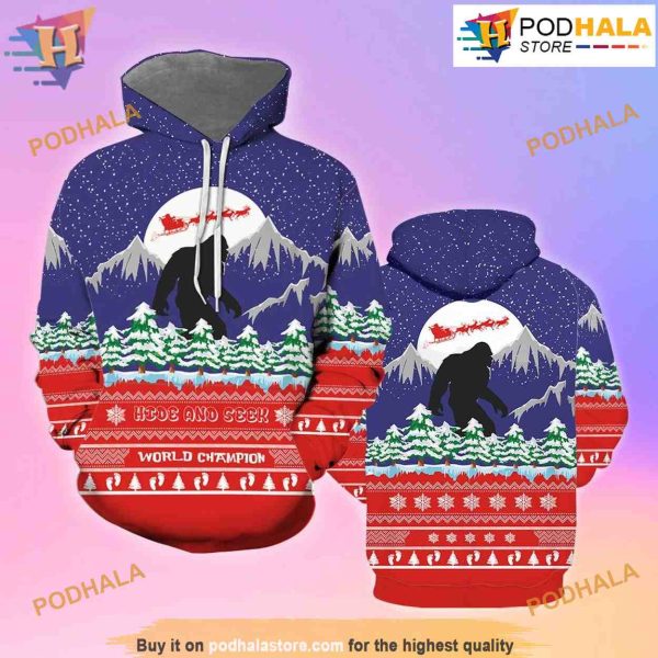 Bigfoot Merry Xmas 3D Hoodie Christmas, Funny Xmas Gifts