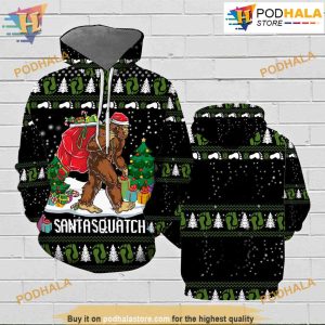 Bigfoot Santasquatch 3D Hoodie Christmas, Funny Xmas Gifts