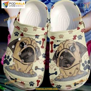 Birthday Pug Puppy Bone Dog Paws Design, Celebration Crocs