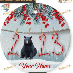 Black Bear Christmas Funny Gifts, Personalized Family Ornaments
