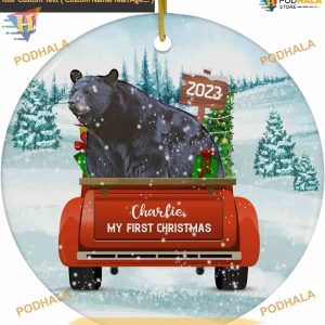 Black Bear First Christmas 2023 Custom Christmas Ornaments