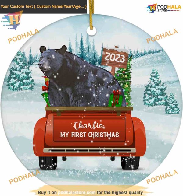 Black Bear First Christmas 2023 Custom Christmas Ornaments