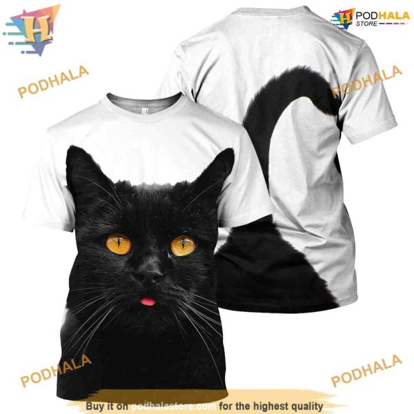 Black Cat All Over Printed Funny Animal Costume Full 3D Hoodie Sweatshirt