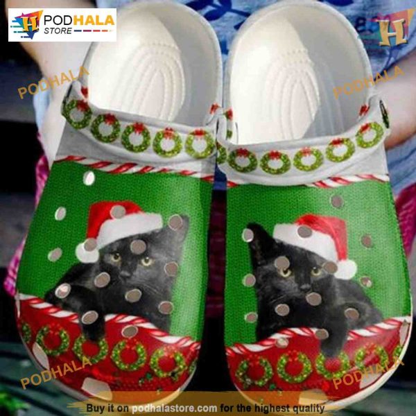 Black Cat Christmas Hat Merry Crocs, Creative Christmas Gift Ideas