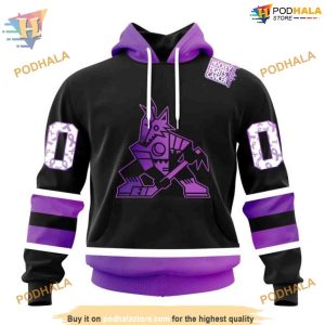 Black Hockey Fights Cancer NHL Arizona Coyotes Hoodie 3D Special Arizona Coyotes Design 1