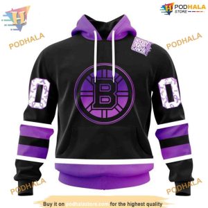 Black Hockey Fights Cancer Special NHL Boston Bruins Hoodie 3D, Awareness Apparel