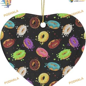 Black Macaron Donuts Ornament, 2023 Family Tree Decoration, Ceramic Christmas Decor