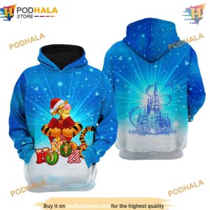 Blue Christmas Tigger Disney 3D Hoodie, Trending Gifts