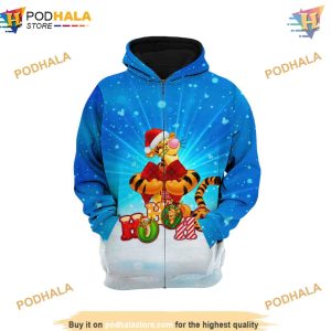 Blue Christmas Tigger Disney 3D Hoodie Trending Gifts 3