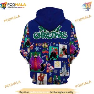 Blue Disney Villains 3D Hoodie Merry Christmas Trending Apparel 3