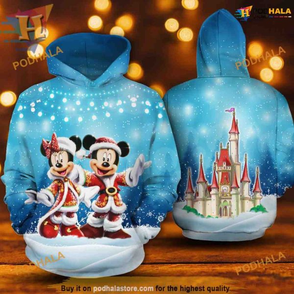 Blue Mickey Minnie Xmas 3D Hoodie, Creative Christmas Gifts