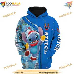 Blue Stitch Christmas Disney 3D Hoodie Trending Apparel 2