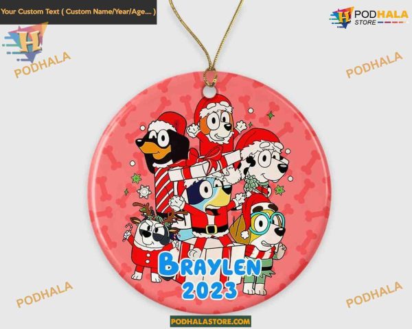 Bluey & Friend Dog Christmas Ornament, Personalized 1st Christmas Ornaments