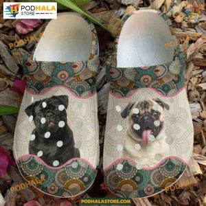 Bohemian Pug Puppies Mandala Pattern, International Dog Day Crocs