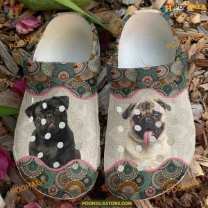 Boho Pug Classic Crocs Artistic Dog Clogs, Unique Design