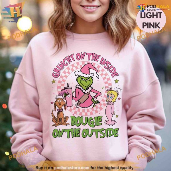 Boojee Pink Grinch Christmas Sweatshirt, Funny Christmas Shirt For Family