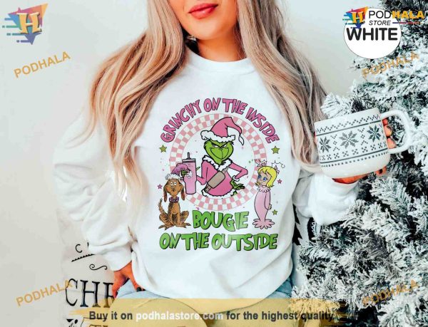 Boojee Pink Grinch Christmas Sweatshirt, Funny Christmas Shirt For Family