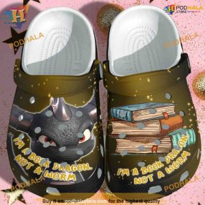 Book Dragon Worm Christmas Croc Shoes, Funny Christmas Crocs for Readers