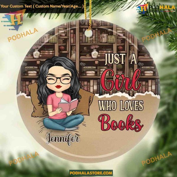 Book Lovers Personalized 2023 Ornament, Custom Reading Girls Keepsake