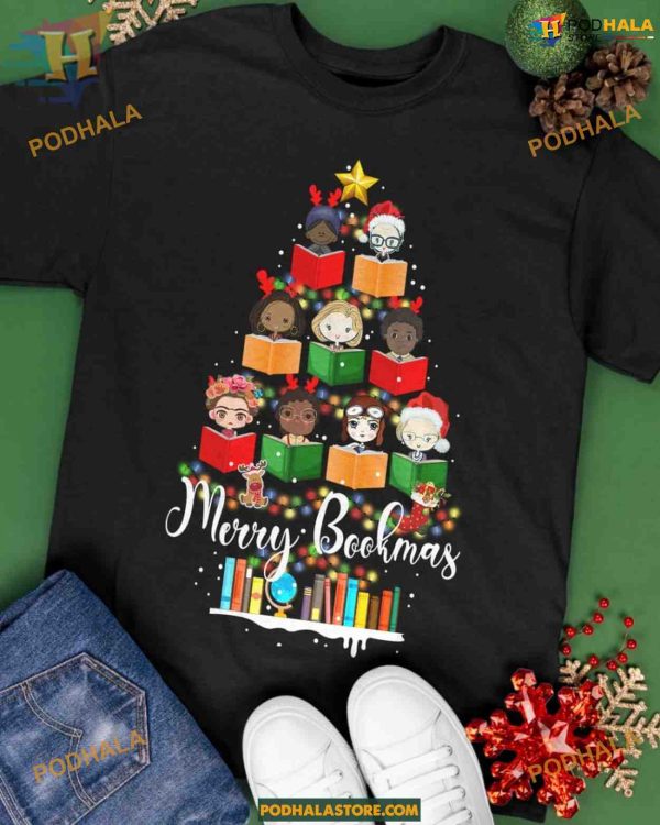 Bookmas Christmas Feminist Tee, Family Christmas Shirt Ideas
