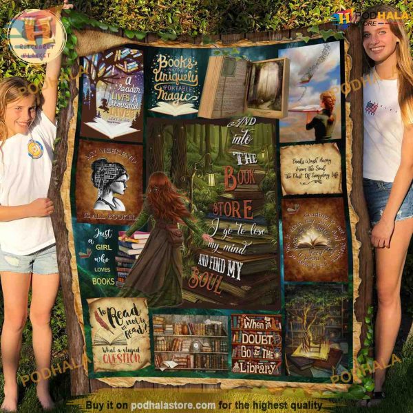 Bookworm’s Retreat Reading Girl Sherpa Blanket, Funny Christmas Gift