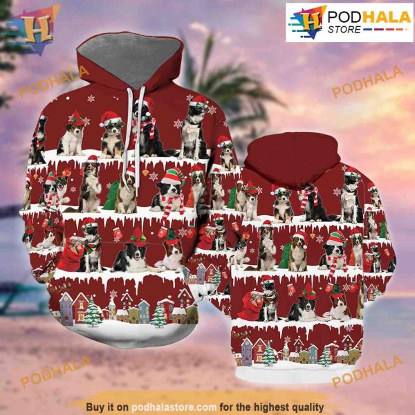 Border Collie 3D Hoodie Christmas, Funny Xmas Gifts