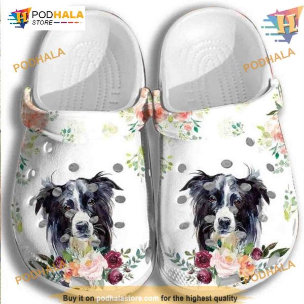 Border Collie Dog Flower Crocs Shoes, Perfect Funny Xmas Gifts for Dog Lovers