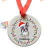 Boston Terrier Bauble, Personalized Dog Christmas Tree Ornament