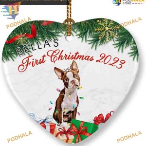 Boston Terrier First Christmas Ornament 2023, Personalized Pet Lover Gift