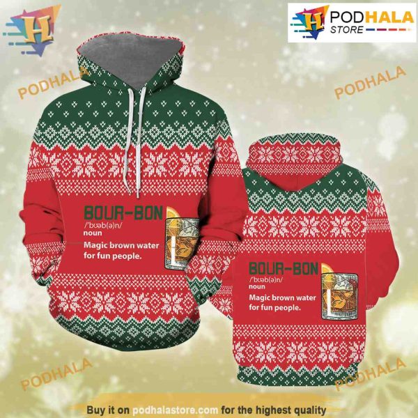 Bourbon Noun 3D Hoodie Christmas, Funny Xmas Gifts