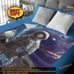 Boys Astronaut Personalized Photo Blanket Space Lover Custom Face Birthday Gift 3