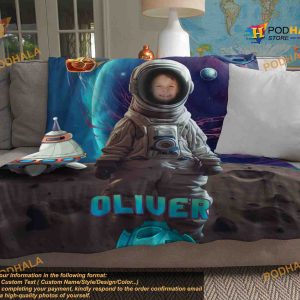 Boys Astronaut Personalized Photo Blanket Space Lover Custom Face Birthday Gift 4