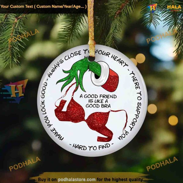 Bra Friendship Xmas Decor, Funny Grinch Christmas Ornaments