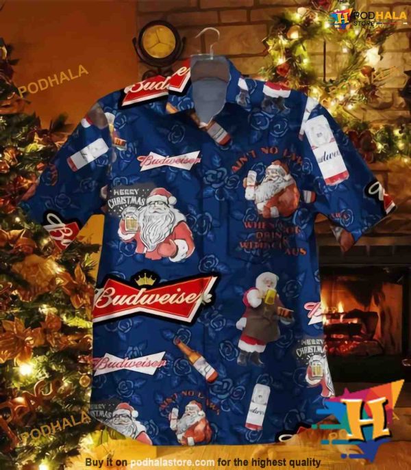 Budweiser Beer & Xmas Cheer Hawaiian Shirt, Funny Xmas Gifts