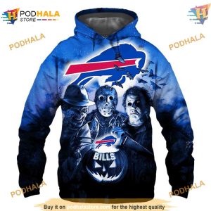 Buffalo Bills Hoodie 3D Halloween Horror, Buffalo Bills Merch for Fans