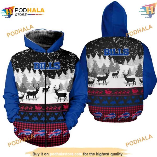Buffalo Bills Hoodie 3D Xmas Gift, Buffalo Bills Merch for Holidays
